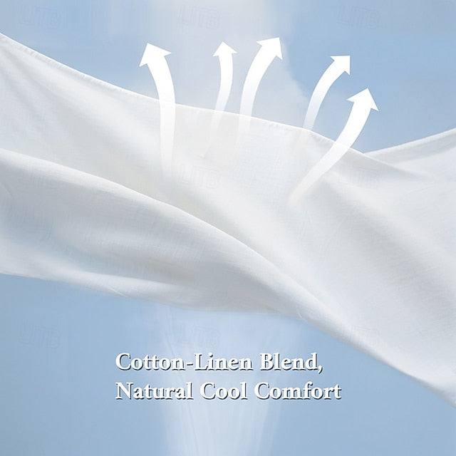 Women's Shirts Faux Cotton Linen Long Cotton Top White