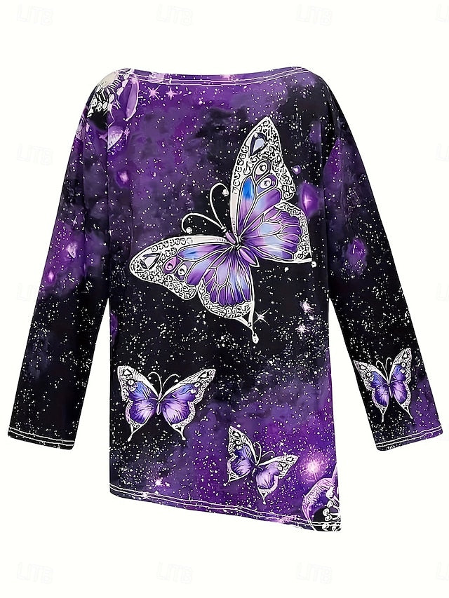 Women's T Shirt Print Asymmetrical Graphic Geometric