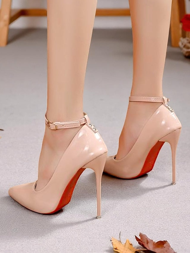 Stiletto Ankle with Women's Leather Heels Patent Black