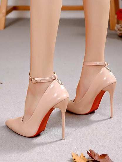 Stiletto Ankle with Women's Leather Heels Patent Black