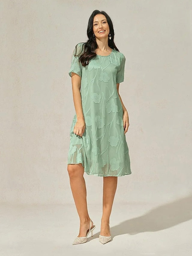 Women's Knee Length Dress Chiffon Dress Elegant Casual