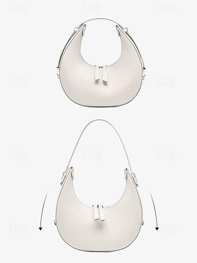 Sleek Crescent Silver Hobo Hardware Ivory Bag - Elegant with