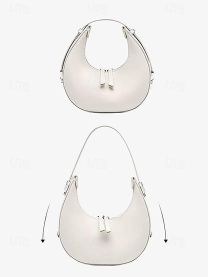 Sleek Crescent Silver Hobo Hardware Ivory Bag - Elegant with