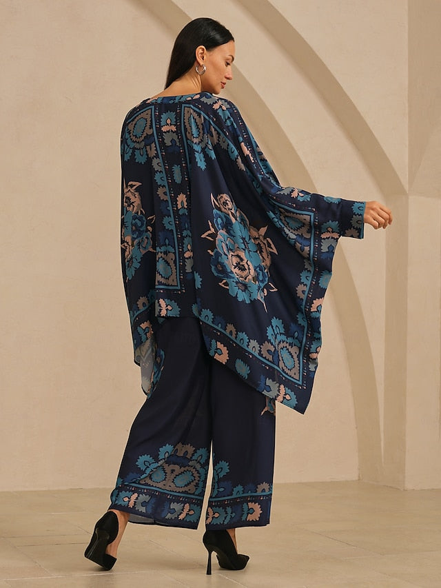 Women's Blouse Chiffon Ethnic Floral Placement Hawaiian