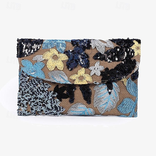 - Women's Floral Clutch Handheld Embroidered Evening Bag