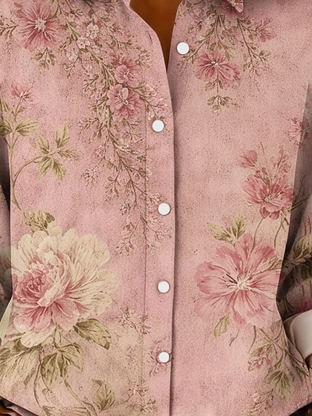 Women's Shirt Floral Bohemia Vintage Casual Long Sleeve