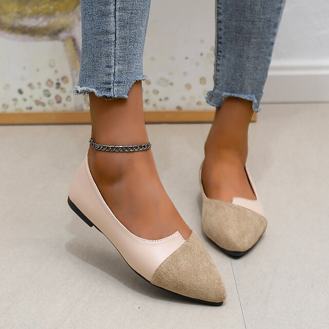 Two-Tone Pointed Toe Slip-On Flats Elegant Women's –