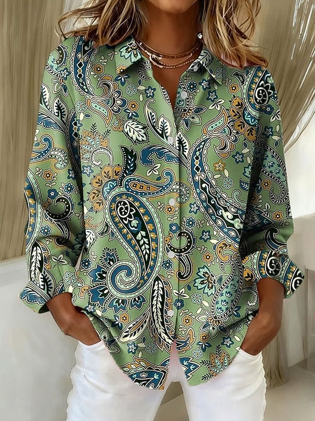 Women's Shirt Blouse Print Paisley Elegant Stylish Modern