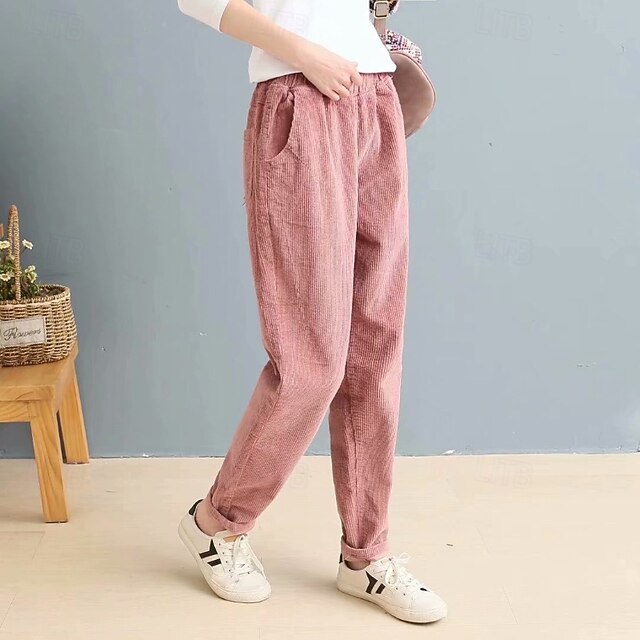Women's Corduroy Pants Slacks Straight Streetwear Casual
