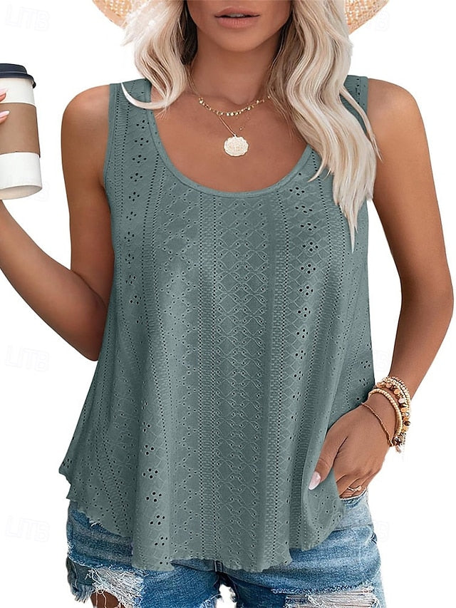 Women's Summer Tops Blouse Eyelet top Dressy Tops Ruched