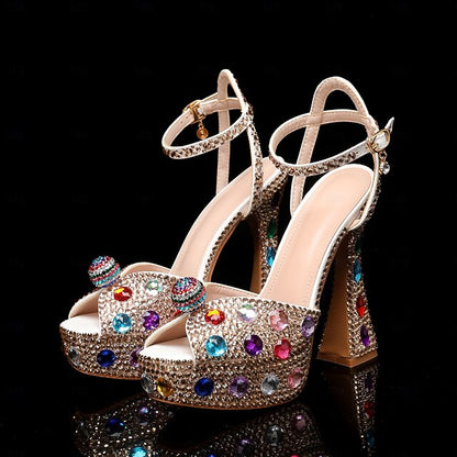 Sandals Women's Rhinestone Sparkly – Colorful Platform