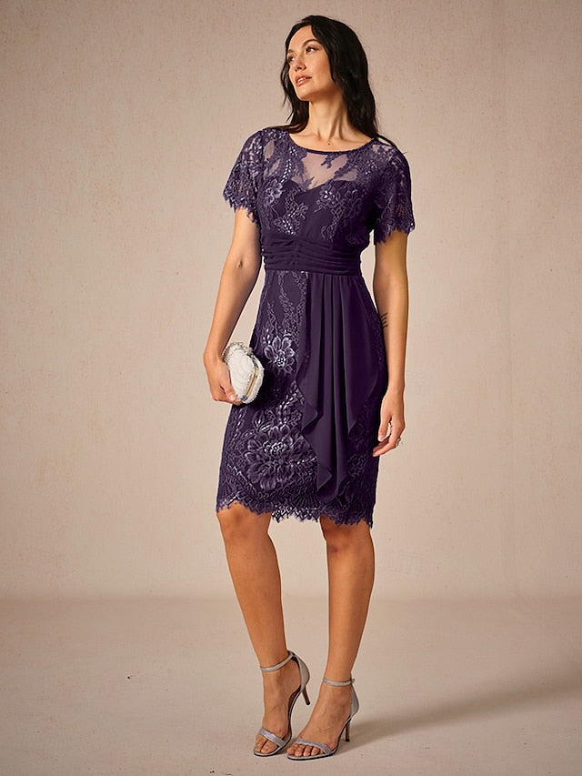 Women's Wedding Guest Jacket Dress Lace Dress Chiffon Dress