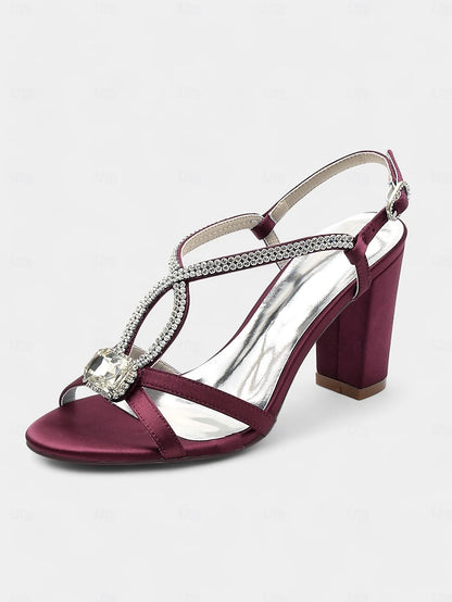 Rhinestone Sandals Blue Royal Satin – Elegant Women's