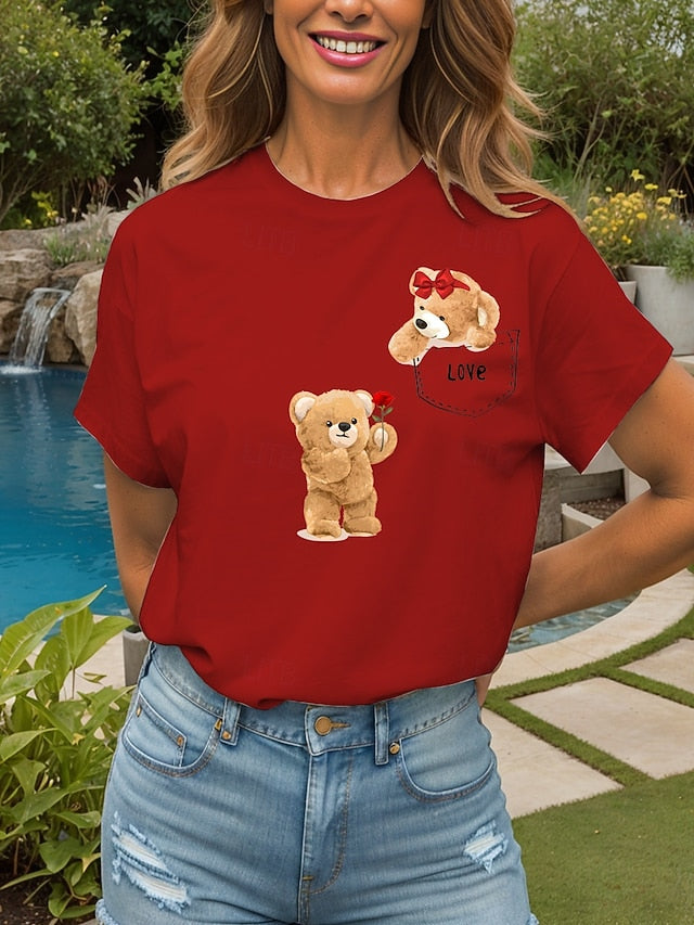 Women's T Shirt Print LOVE Graphic Animal Vintage Stylish