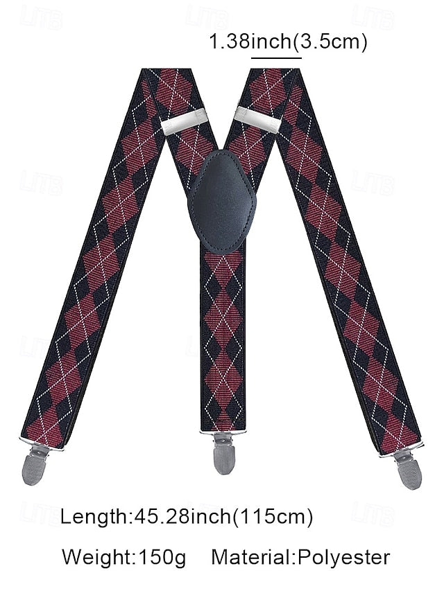 Clip-On Men's Classic Suspenders Pattern Argyle –