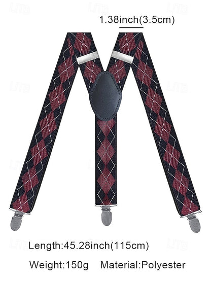 Clip-On Men's Classic Suspenders Pattern Argyle –