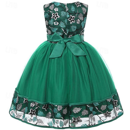 Flower 3D Girl Party Sleeveless Girls' Dress
