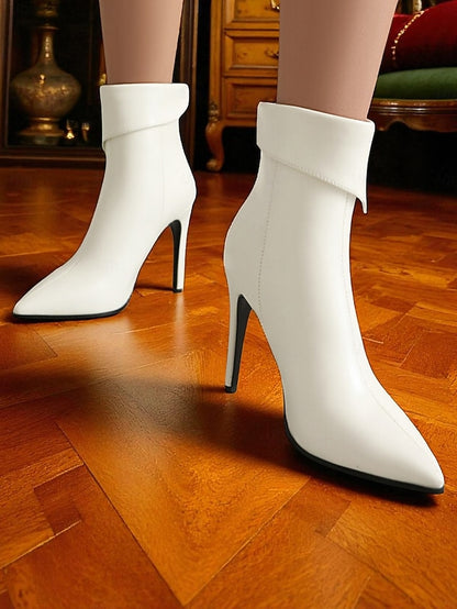 Boots Stiletto - Metallic Pointed Ankle Gold Toe Women's