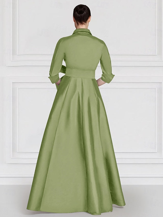 Satin Bride of A-Line Gown Floral the Evening Embroidered Mother