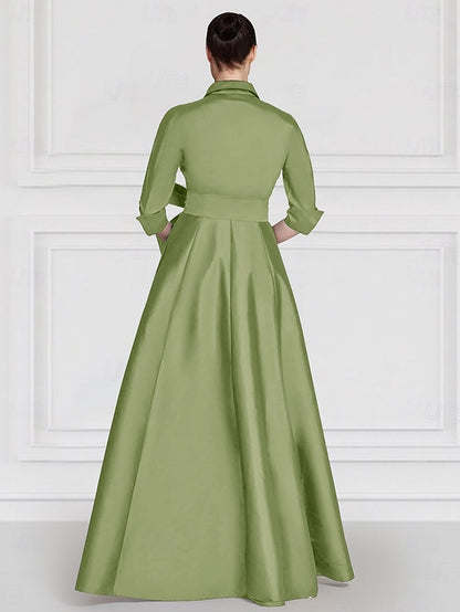 Satin Bride of A-Line Gown Floral the Evening Embroidered Mother