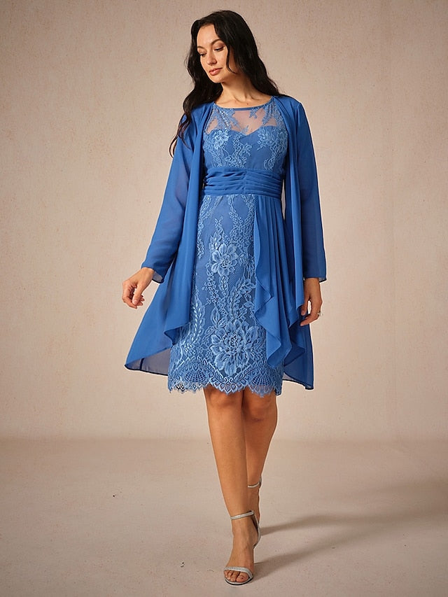 Women's Wedding Guest Jacket Dress Lace Dress Chiffon Dress