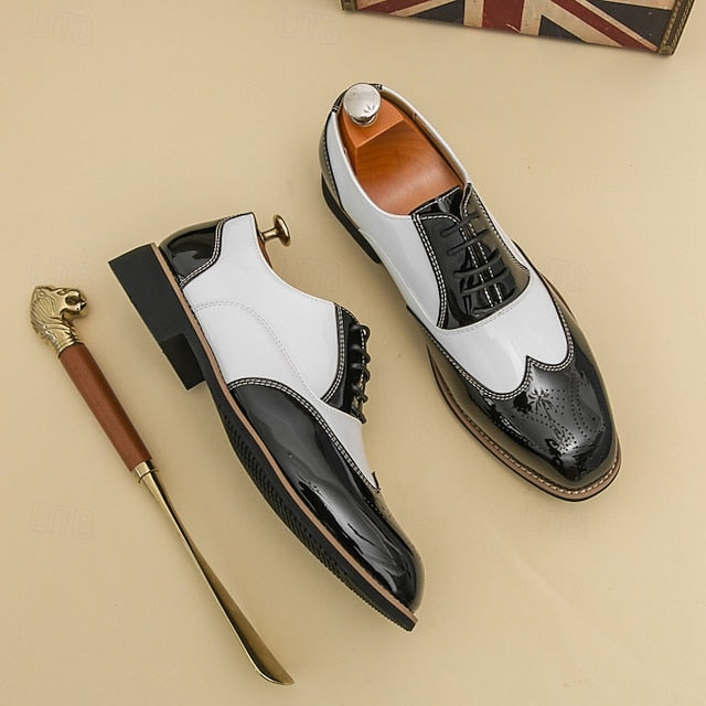 and with Men's Oxford Patent Shoes Gold Leather Black
