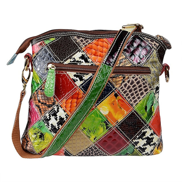 - Shoulder Women's Bag Colorful Bohemian Leather Patchwork
