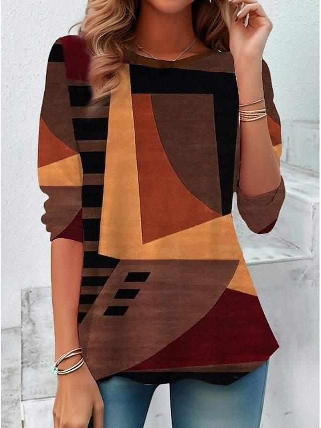 Women's T shirt Long Sleeve Crew Neck Long Sleeve Tunic
