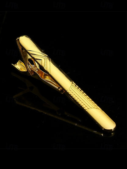 Inlay Men with – Gold Elegant for Clip Design Sleek Black Tie
