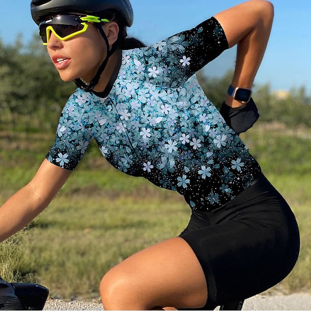 Women's Cycling Jersey Floral Botanical Short Sleeve Bike