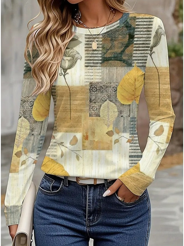 Women's T shirt Long Sleeve Crew Neck Long Sleeve Tunic
