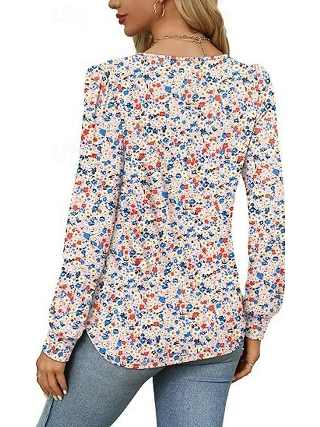 Women's Shirt Blouse Ruched Solid Color Basic Casual Long