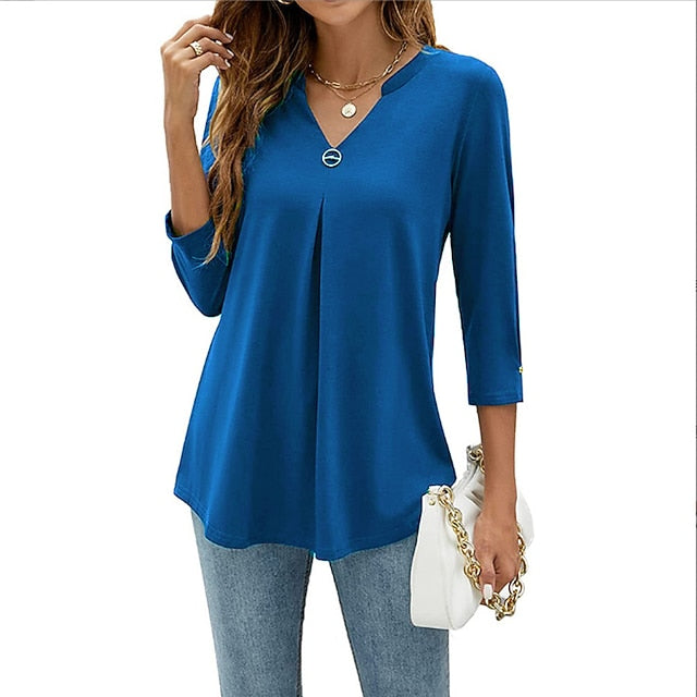 Women's Shirt Blouse Tunic Black White Pink Plain Flowing