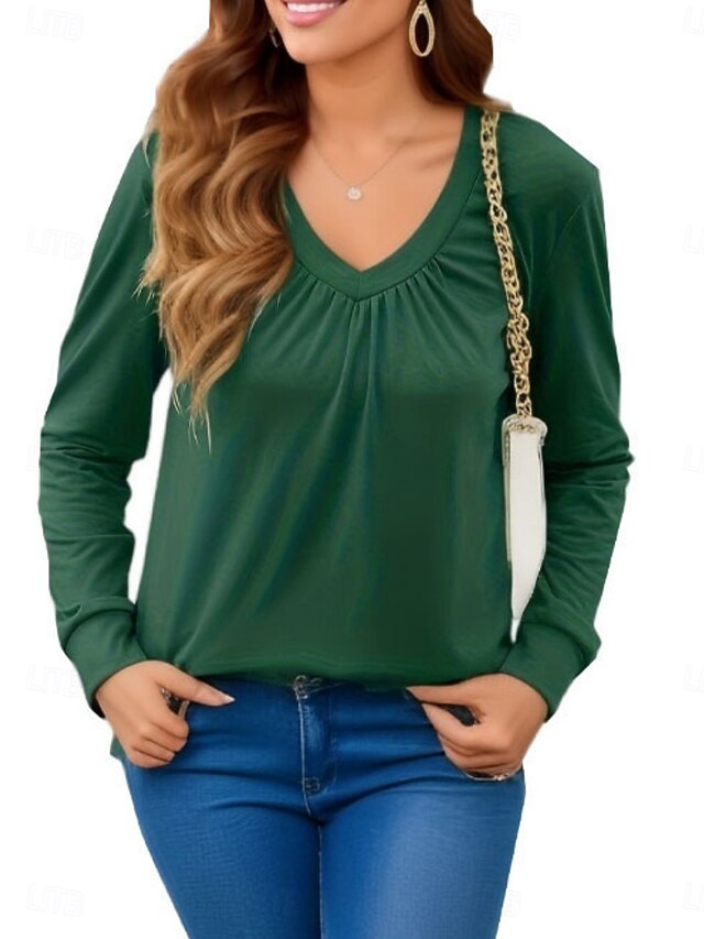 Women's T Shirt Tee Top Ruched Plain Fashion Classic Casual