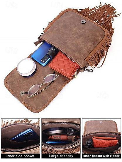 Faux Leather Women's Shoulder Multi-Pocket - Crossbody Bag