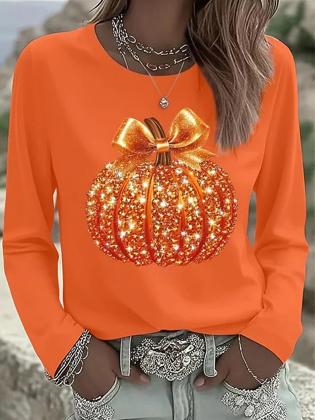 Women's T shirt Pumpkin Graphic Skull Vintage Fashion