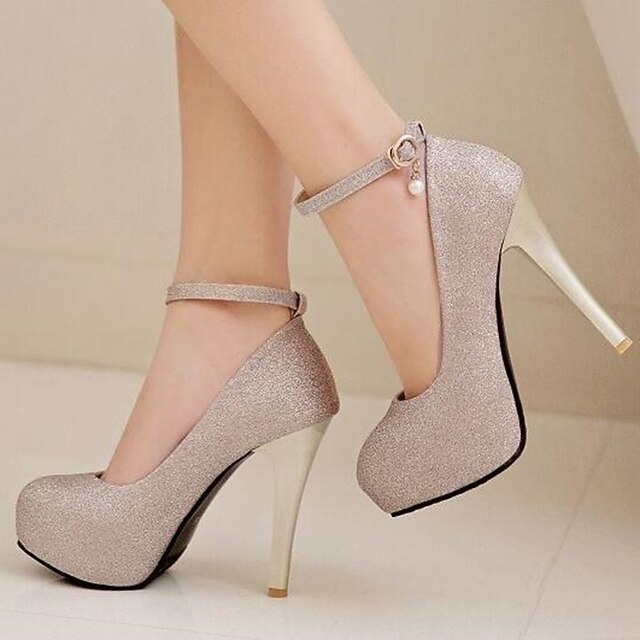 Platform Ankle with Heels Silver Women's Stiletto Glitter