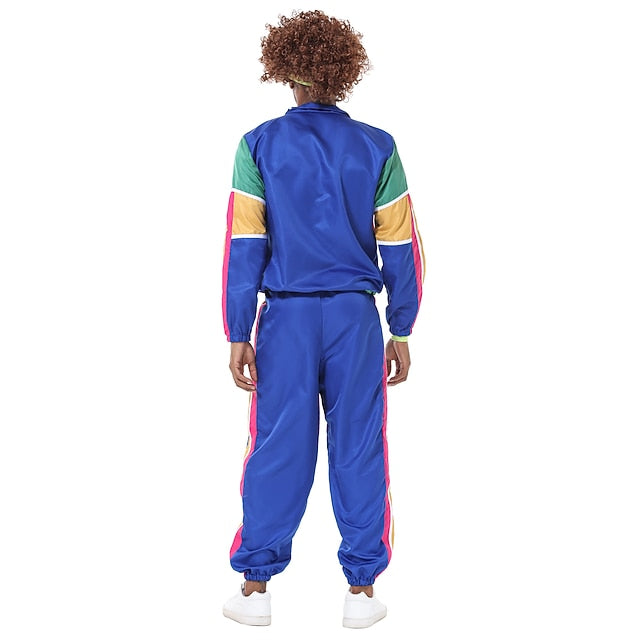 Retro Vintage 1980s Workout Outfits Cosplay Patchwork Fancy