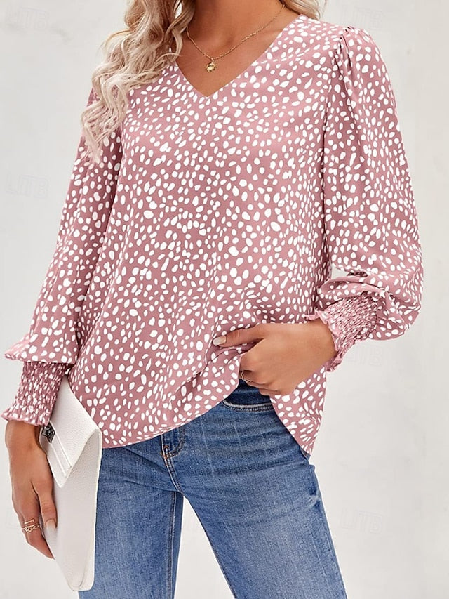 Women's T Shirt Print Floral Casual Long Sleeve V Neck