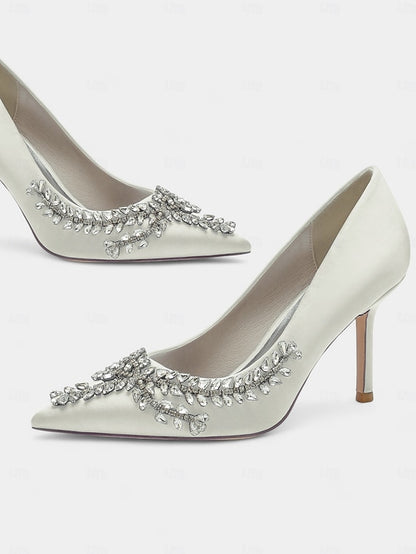 Women's Heels Rhinestone-Embellished Stiletto Satin –