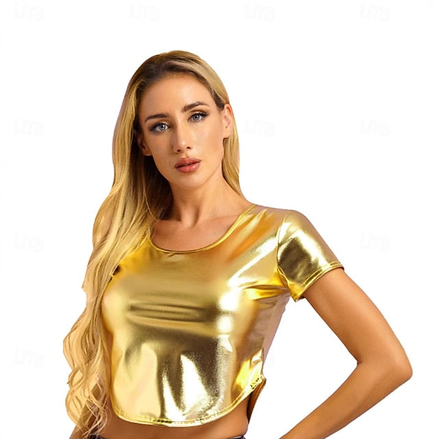 Mardi Gras 2026 Retro Vintage 1980s T-shirt Crop Top Disco Shiny