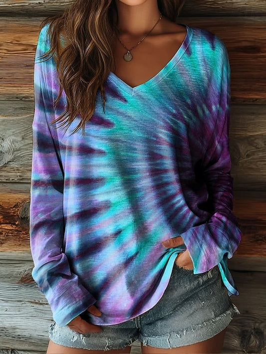 Women's T Shirt Print Ombre Graphic Color Gradient Vintage