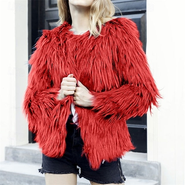 Warm Fur Elegant Patchwork Faux Coat Breathable Women's