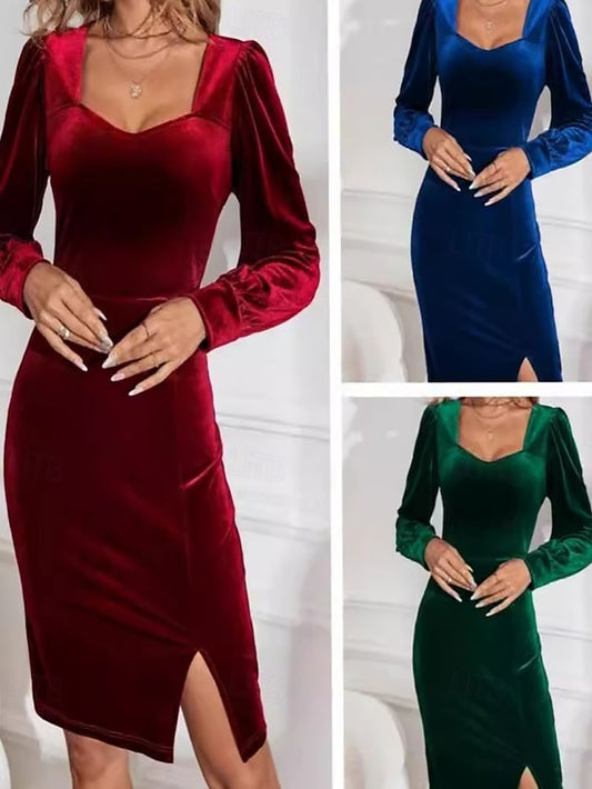 Women's Mini Dress Velvet Dress Cocktail Dress Sheath Dress