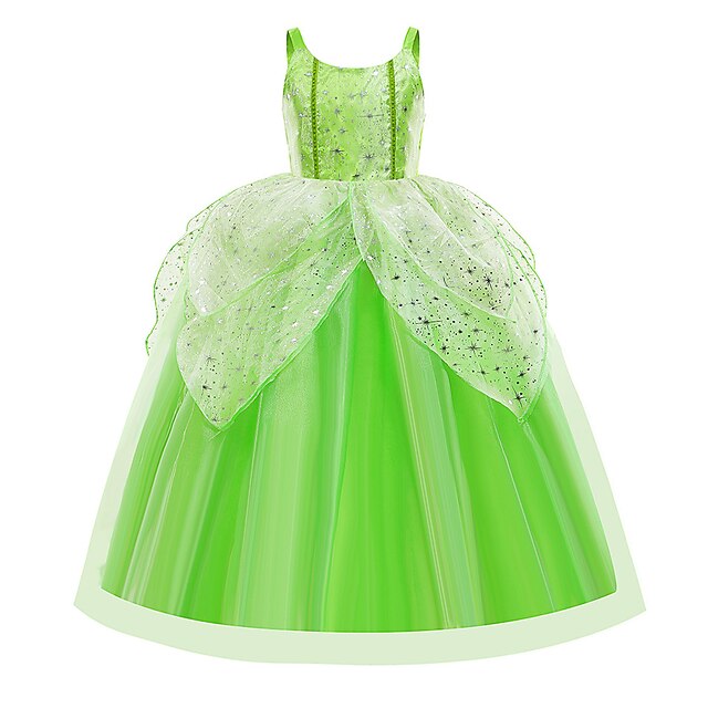 Flower Dress Princess Tiana Bell Tinker Girl Fairytale Theme