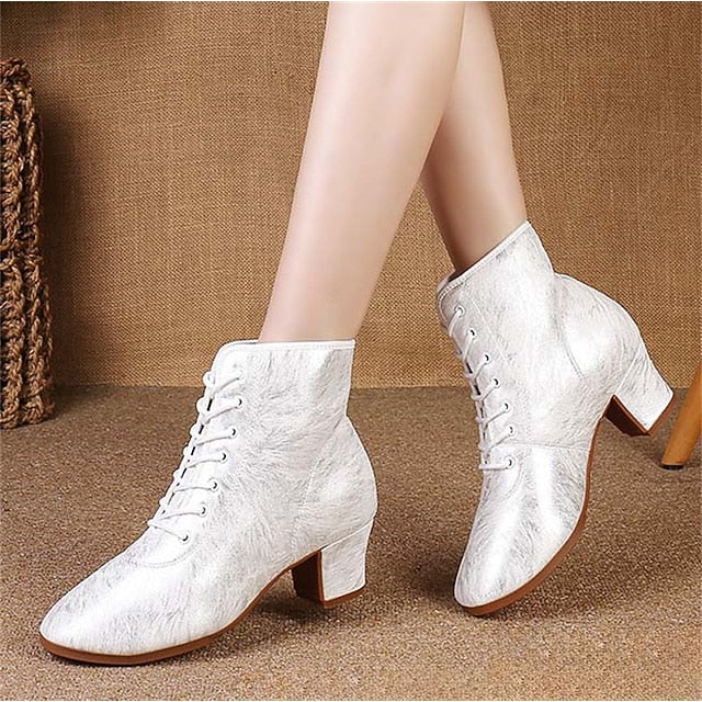 White Elegant Latin Dance Women's Comfortable Shoes with