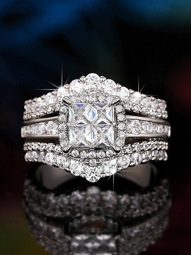 Cubic with Ring Zirconia Wedding Set Luxury
