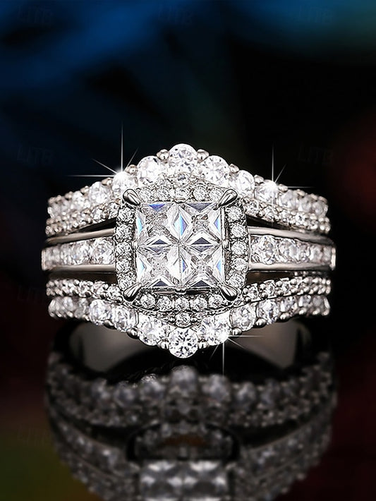 Cubic with Ring Zirconia Wedding Set Luxury