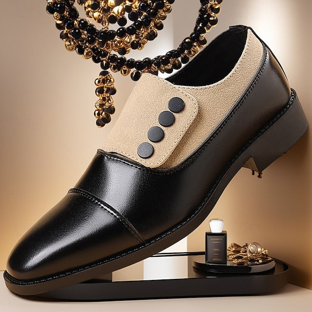 Black Classic Slip-On Shoes Button Men's Decor