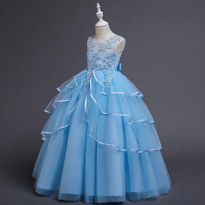 Party Solid Color Kids Dress Girls' Sleeveless